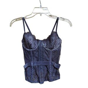 Victoria's Secret Lace Corset Top 36C Taupe Velvet Boned Sexy & Flirty Lingerie